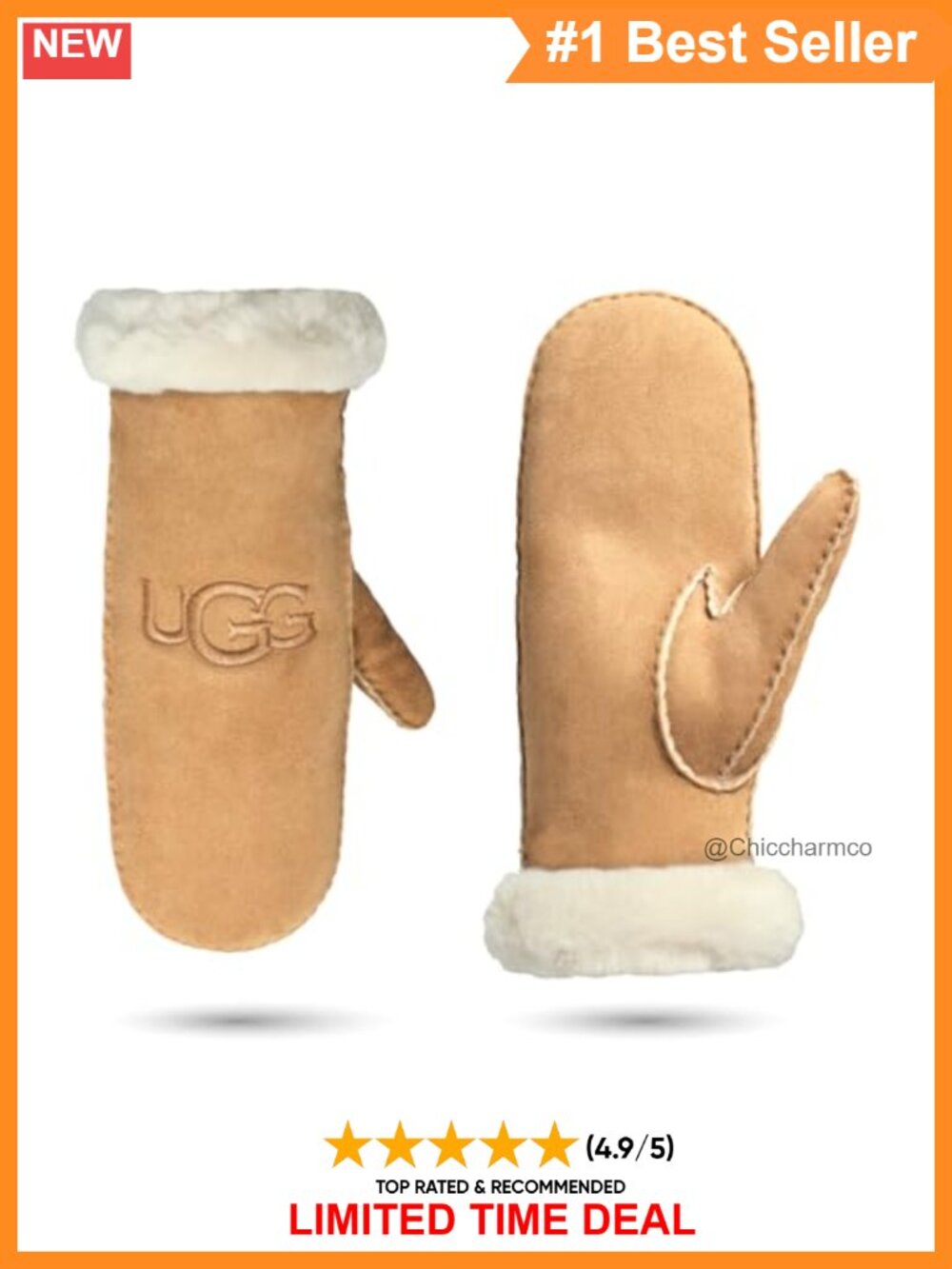 Sheepskin Embroidered Water Resistant Mittens Tech Palm